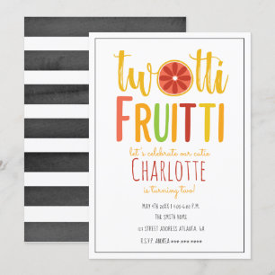 Invitation Deux tti Fruitti Aquarelle Bande Citrus Anniversai