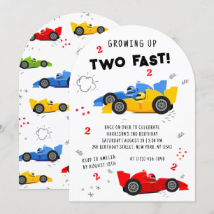 Invitation Deux voitures de course pour enfants de 2e anniver