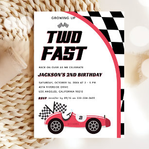 Invitation Deux voitures Fast Red Race Anniversaire Fête Invi