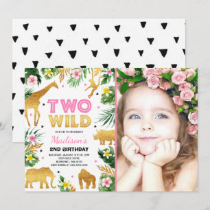 Invitation Deux Wild 2e Anniversaire de safari Animals Party