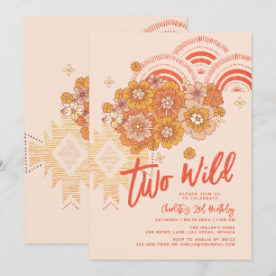 Invitation Deux Wild Boho Floral Super 2e fête d'anniversaire