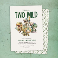 Deux Wild Cute Dinosaur 2e fête d'anniversaire