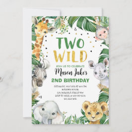 Invitation DEUX WILD Safari Jungle Animaux 2e anniversaire