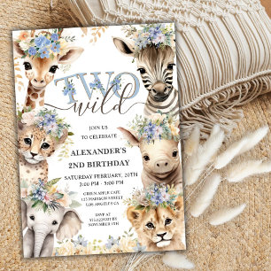 Invitation DEUX Wild Safari Party Garçon 2e anniversaire