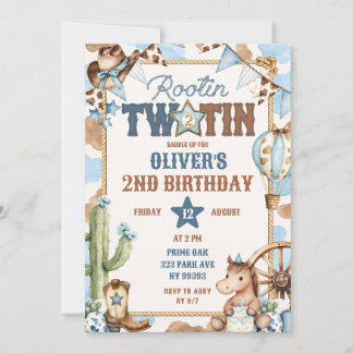 Invitation Deuxième anniversaire Blue Rootin Two-Tin