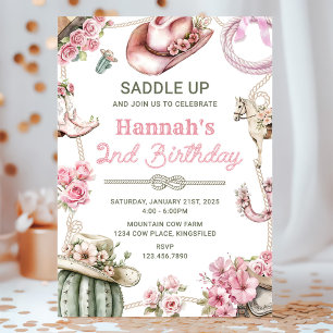 Invitation Deuxième anniversaire de cowgirl de Rodéo Fête Wes