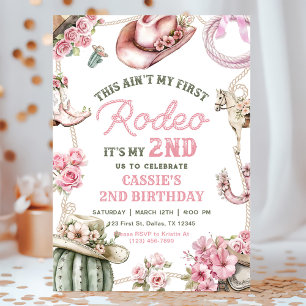 Invitation Deuxième anniversaire de Cowgirl de Rodéo Party de