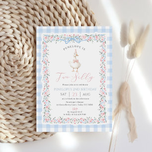 Invitation Deuxième anniversaire de Two Silly Goose Blue Ging