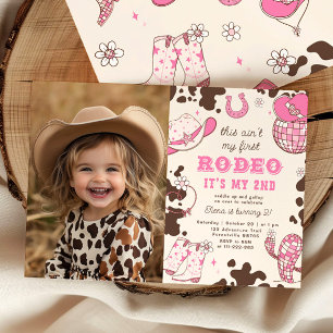 Invitation Deuxième photo de fête d'anniversaire de cowgirl d