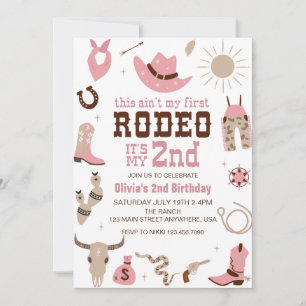 Invitation Deuxième Rodéo Cowgirl de l'Ouest 2e Anniversaire