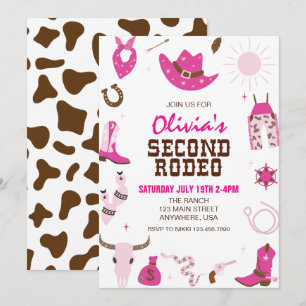 Invitation Deuxième Rodéo Rose Chaud Anniversaire Western 2 a