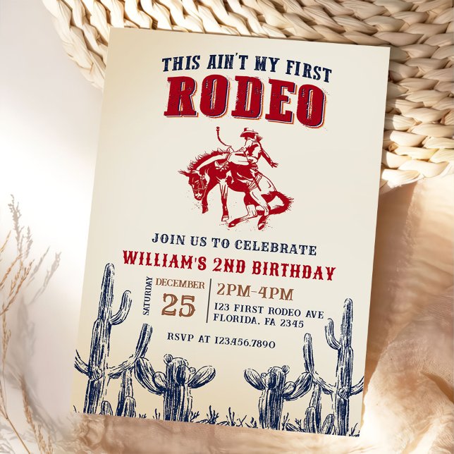 Invitation Deuxième Rodéo Western Cowboy 2e anniversaire (Créateur téléchargé)