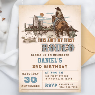 Invitation Deuxième Rodéo Western Cowboy 2e anniversaire