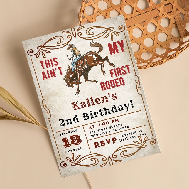 Invitation Deuxième Rodéo Western Cowboy 2e anniversaire (Créateur téléchargé)