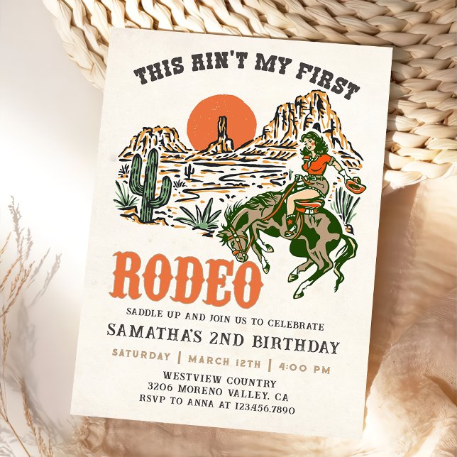 Invitation Deuxième Rodéo Western Cowboy 2e anniversaire (Créateur téléchargé)