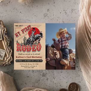 Invitation Deuxième Rodéo Western Cowboy 2e photo Anniversair