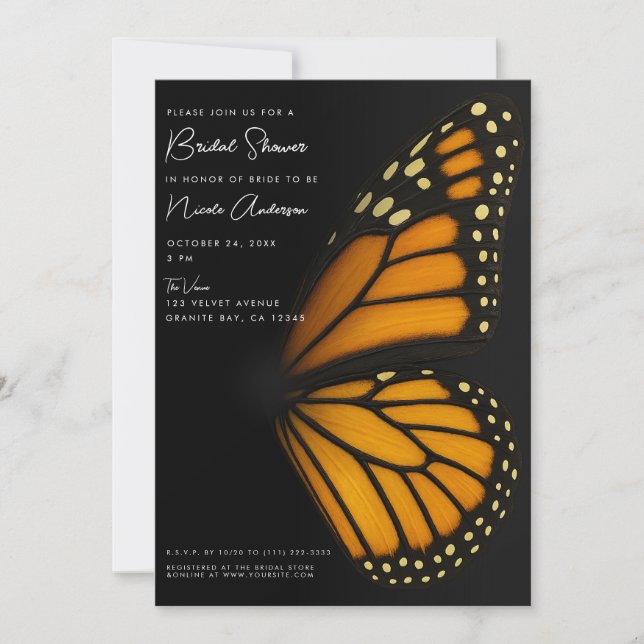 Invitation Devenir Mariposa Monarch Fête des mariées papillon (Devant)