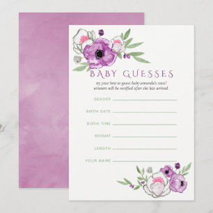 Invitation Devine bébé shower Floral Violet et Sauge