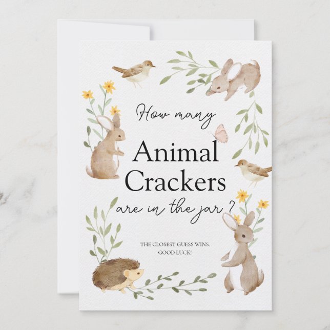 Invitation Devinez combien de crackers Woodland Baby shower C (Devant)