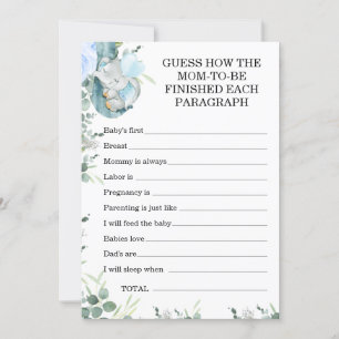 Invitation Devinez comment petit Baby shower éléphant de caca