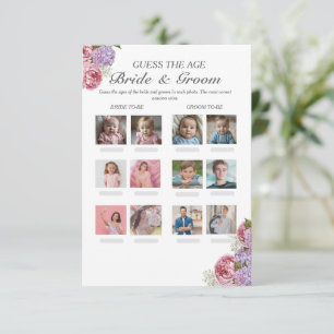 Invitation Devinez l'âge Jeu de fleurs pour une fête de douch
