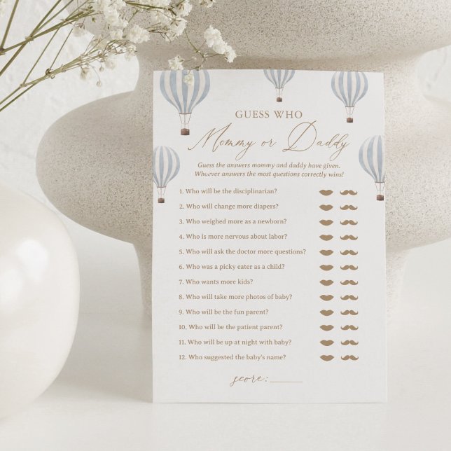 Invitation Devinez qui maman ou papa Baby shower de ballon je (Créateur téléchargé)