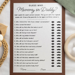 Invitation Devinez qui maman ou papa jeu pour le Baby shower