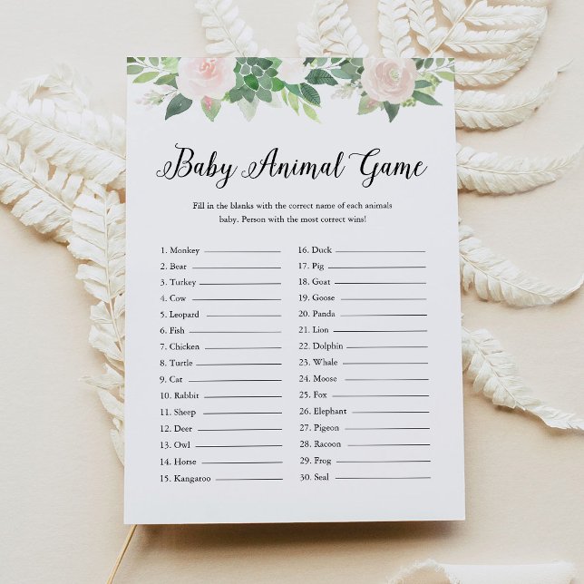 Invitation DEVON Baby Animal Green Baby shower Jeu (Créateur téléchargé)