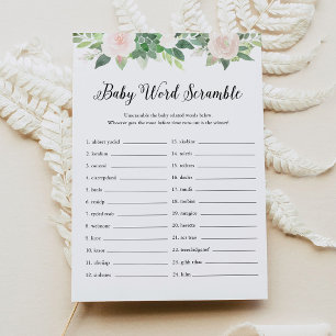 Invitation DEVON Green Baby Word Scramble Game Card