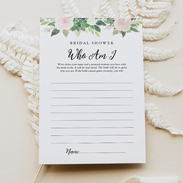 Invitation DEVON Green Who Am I Fête des mariées Game Card (Créateur téléchargé)