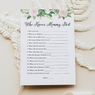 Invitation DEVON Qui Connaît Maman Meilleur Baby shower Jeu