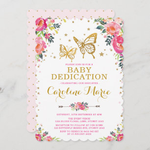 Invitation Dévouement floral de bébé d'aquarelle Girly de