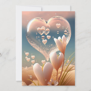 Invitation Dew of Love : Crystal Heart Floral Mariage Invitat