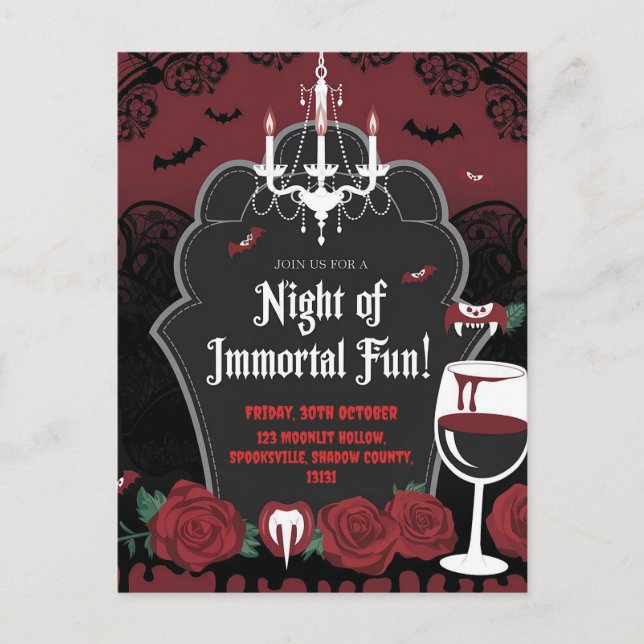 Invitation d'Halloween à thème vampire (Devant)