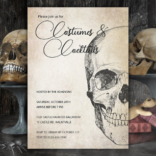 Invitation d'Halloween Antique Skull Invitation