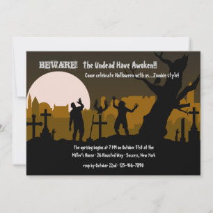 Invitation d'Halloween aux zombies du cimetière