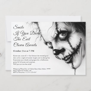 Invitation d'Halloween Clown - Sinister Smile