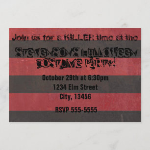 Invitation d'Halloween Costume Party Horreur Fredd