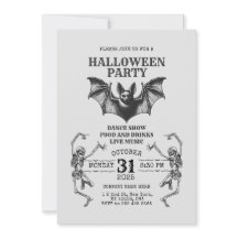 Invitation d'Halloween d'affaires avec des squelet