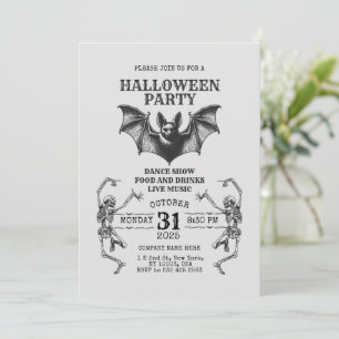 Invitation d'Halloween d'affaires avec des squelet