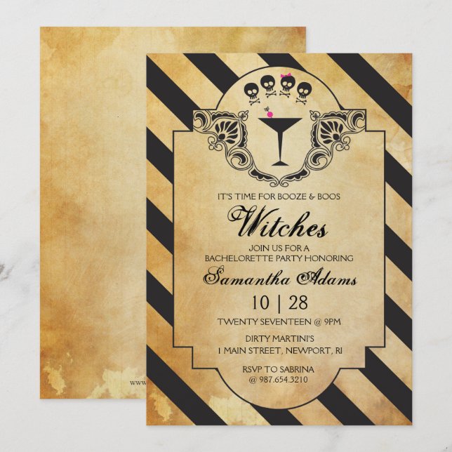 Invitation d'Halloween de la fête de la Bacheloret (Devant / Derrière)