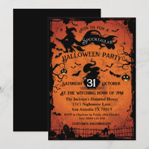 Invitation d'Halloween de sorcière et de chauves-s