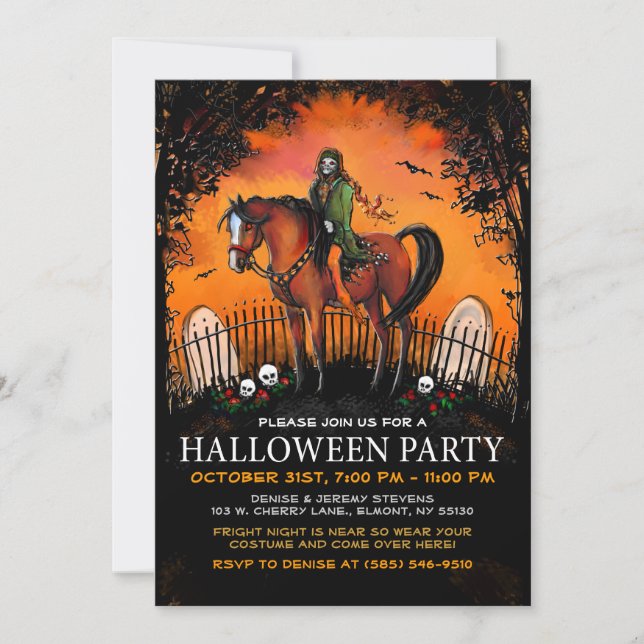 Invitation d'Halloween - Ghoul sur Horseback (Devant)