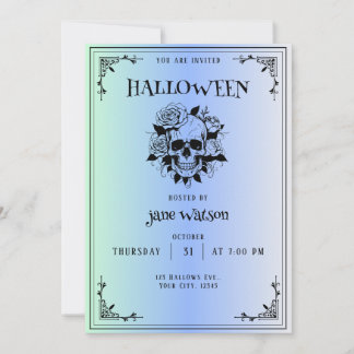 Invitation d'Halloween gothique en bleu rayonnant