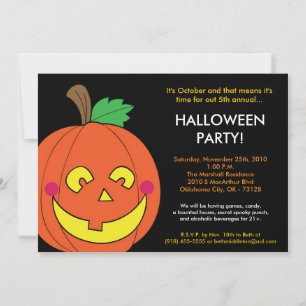 Invitation d'Halloween Jack-o'-lantern 5x7 Citroui
