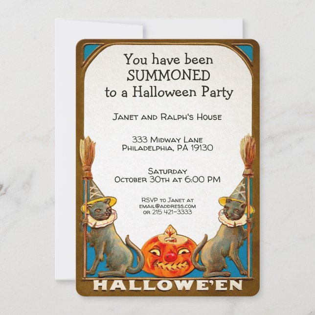 Invitation d'Halloween personnalisable vintage (Devant)