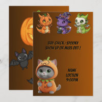 Invitation d'Halloween pour chat de citrouille ave