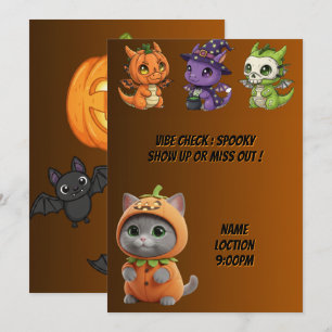 Invitation d'Halloween pour chat de citrouille ave