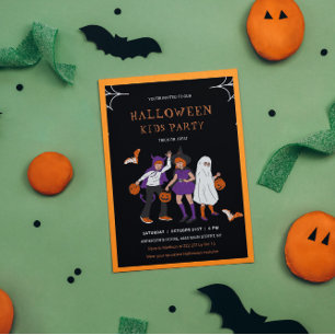 Invitation d'Halloween pour enfants costumés