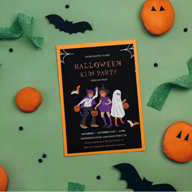 Invitation d'Halloween pour enfants costumés (Créateur téléchargé)